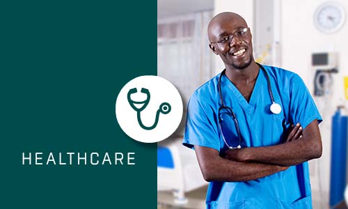 Healthcare with Green box and Icon
