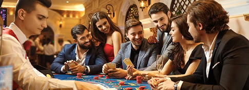 group of people around a casino table